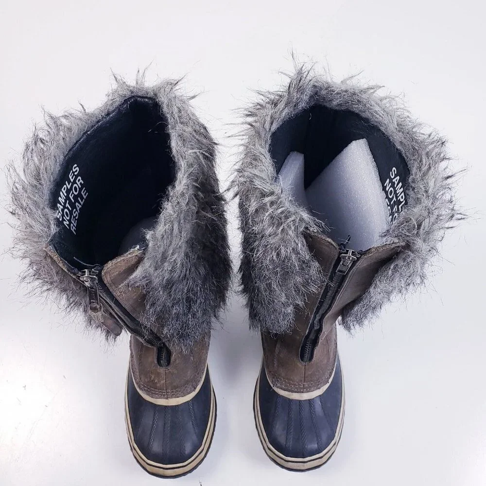 Sorel Women's Tall Faux Fur Front‎ Zip Waterproof Winter Boots Size 7
